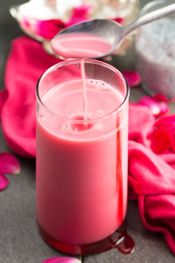 Rose Milk {Refreshing Drink with Rose Essence}